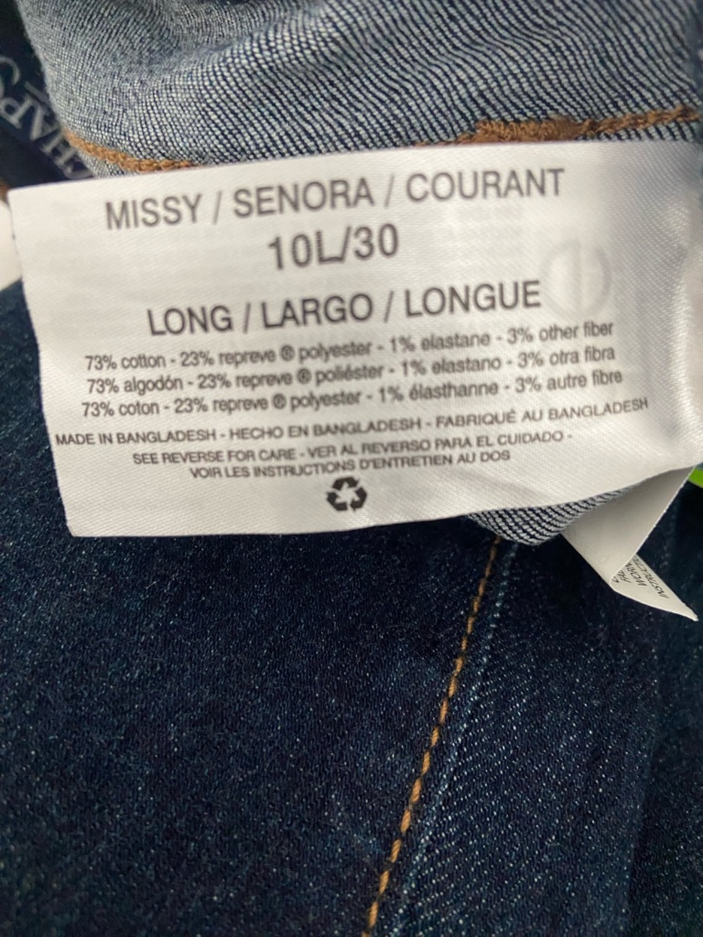 NWT Chaps Women Dark Indigo Straight Leg Jeans Sandee Super Soft Stretch 10L/30 - Picture 9 of 9